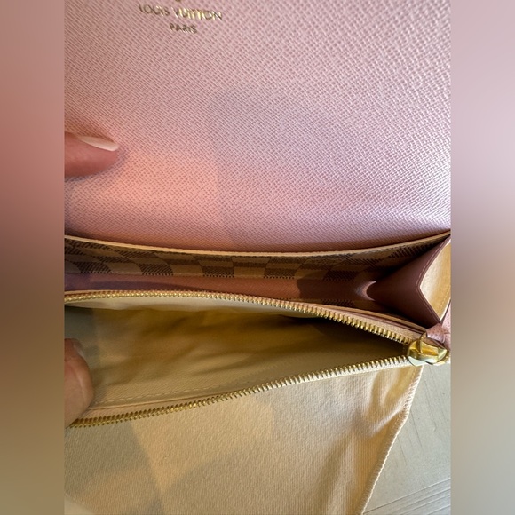 👜 AUTHENTIC LV 👜 Emilie Wallet Damier Azur Canvas w/ Rose Ballerine Interior - Picture 12 of 16